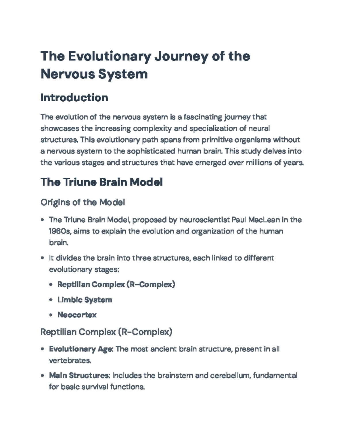 Evolution of the Nervous System: A Comprehensive Overview - Evolution ...