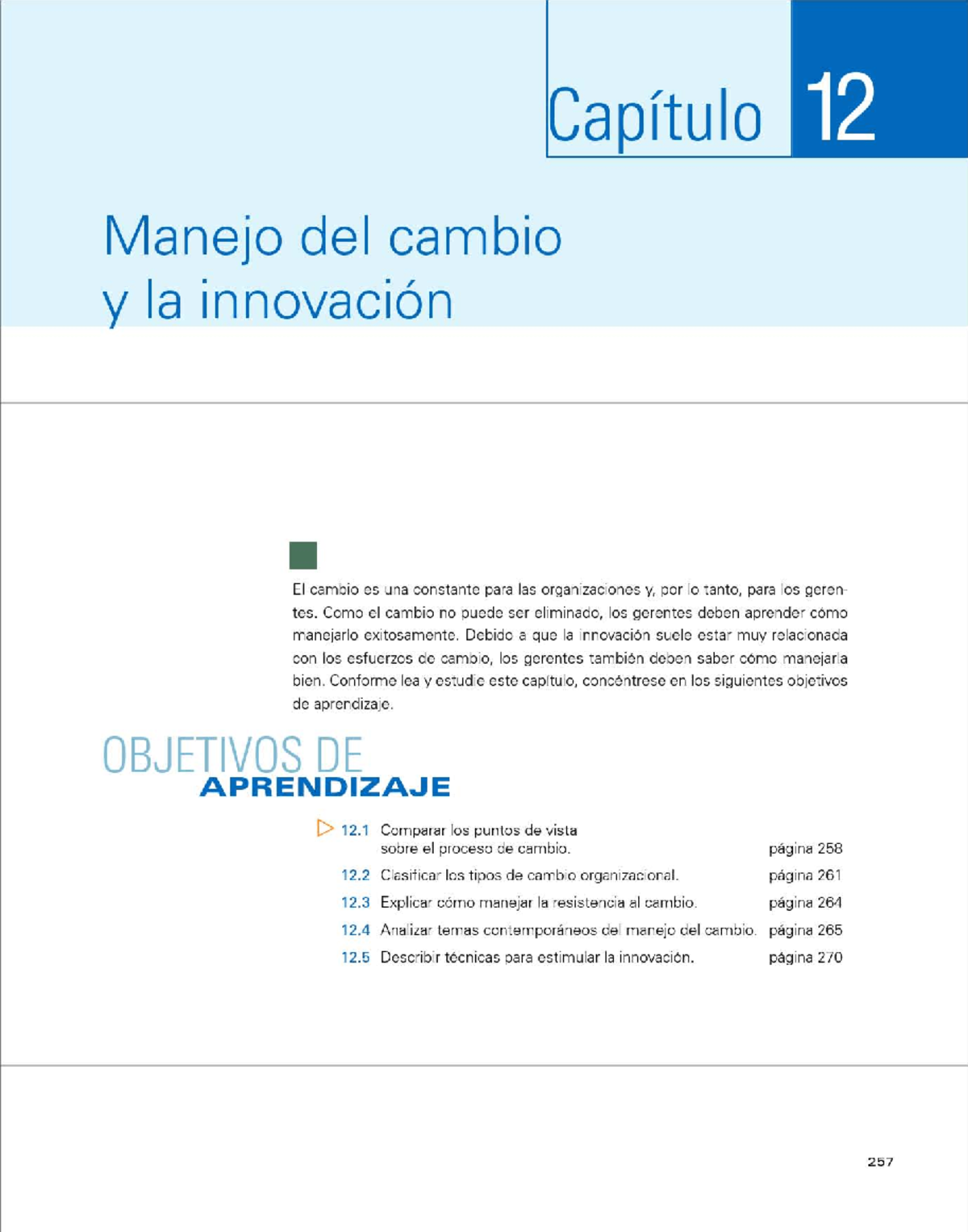 Capítulo 12 - Manejo del Cambio y la Innovación en Organizaciones - Studocu