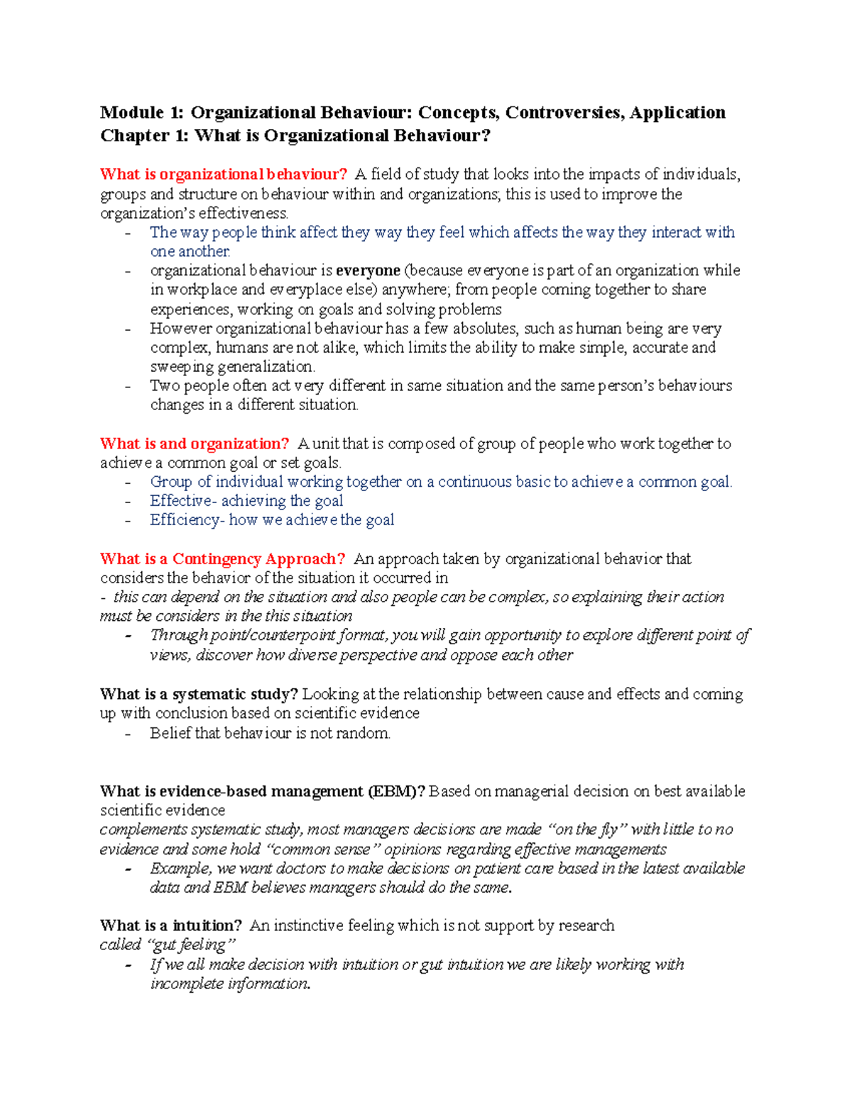 HRPD-702 Final Exam Study Guide: Organizational Behavior Concepts - Studocu