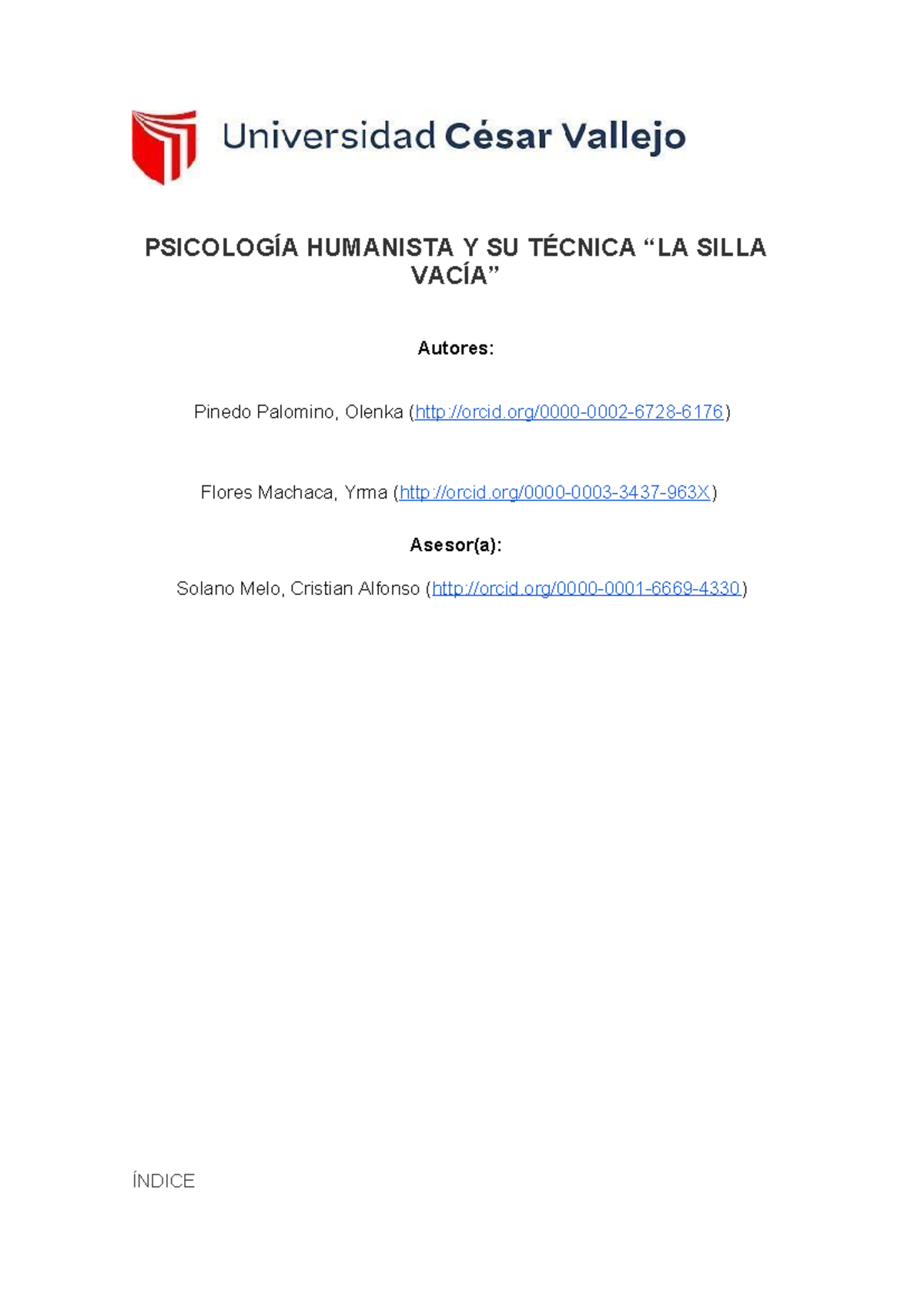 Técnica de la Silla Vacía en Psicología Humanista: Estudio de Caso - Studocu