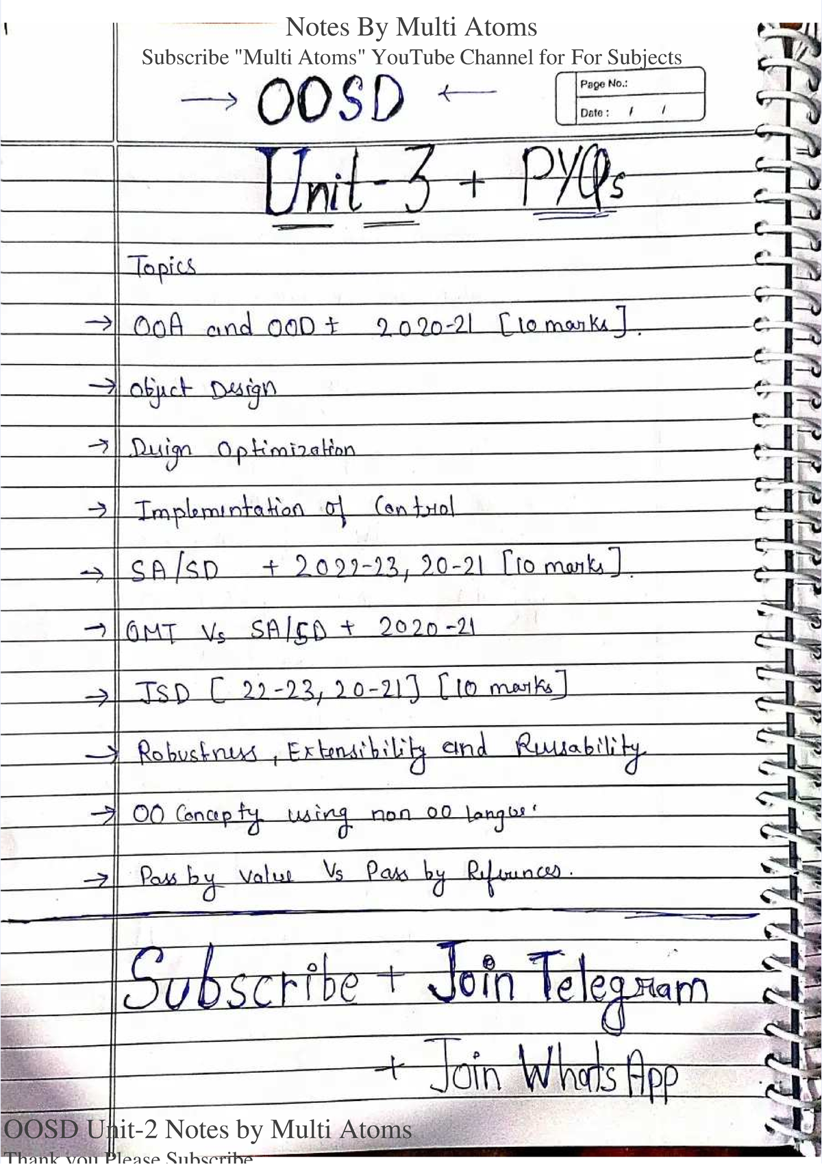 Unit 3 Notes by Multi Atoms: Study Material for Subjects - Studocu