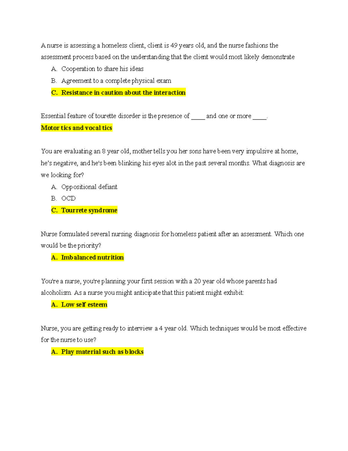 Mental Health NUR 305 Final Review Notes and Study Guide - Studocu