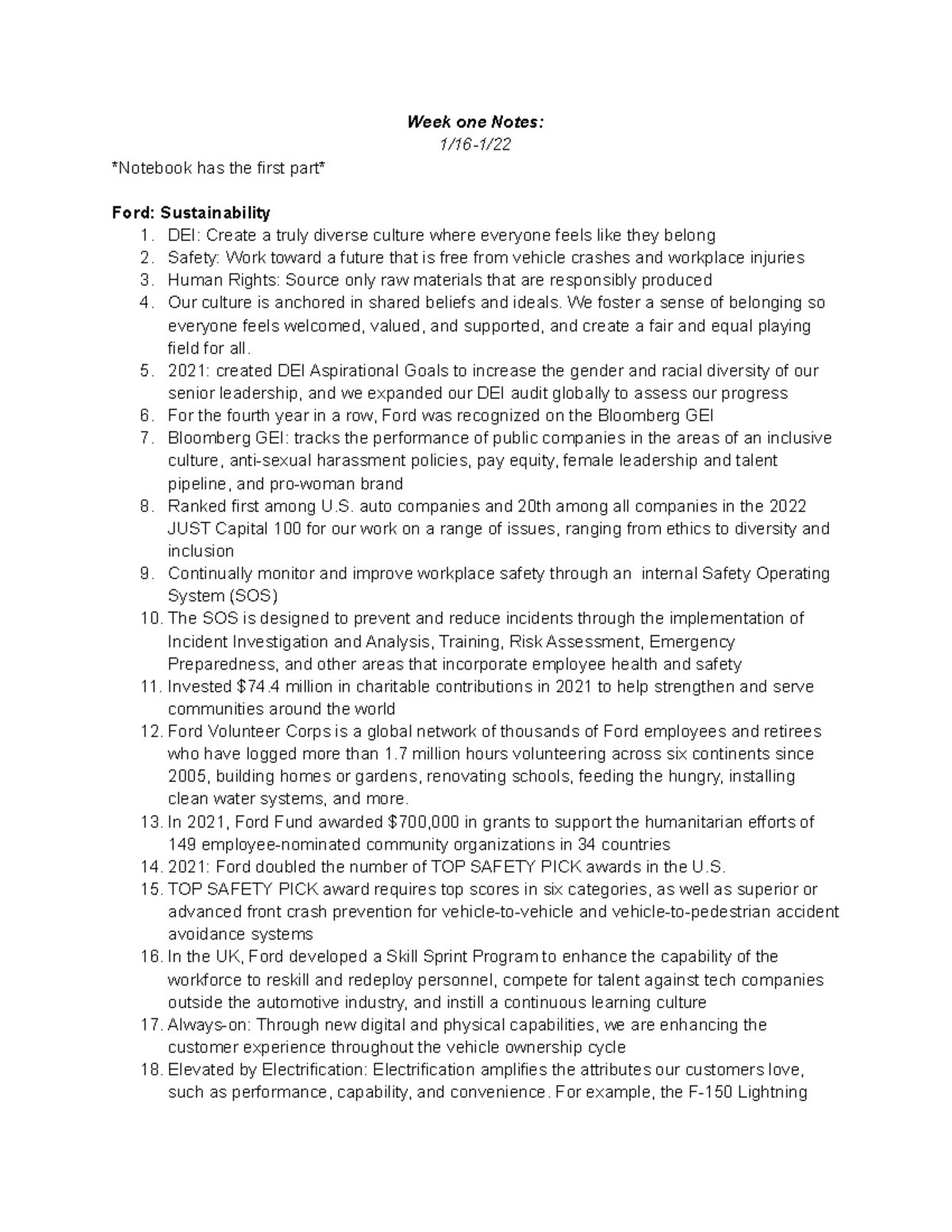 Week 1 Course Notes: Ford Sustainability and Operations Management ...