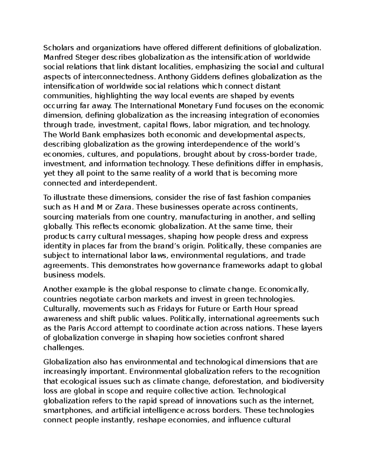 Globalization: Definitions and Dimensions - 2ND Lessons - Studocu