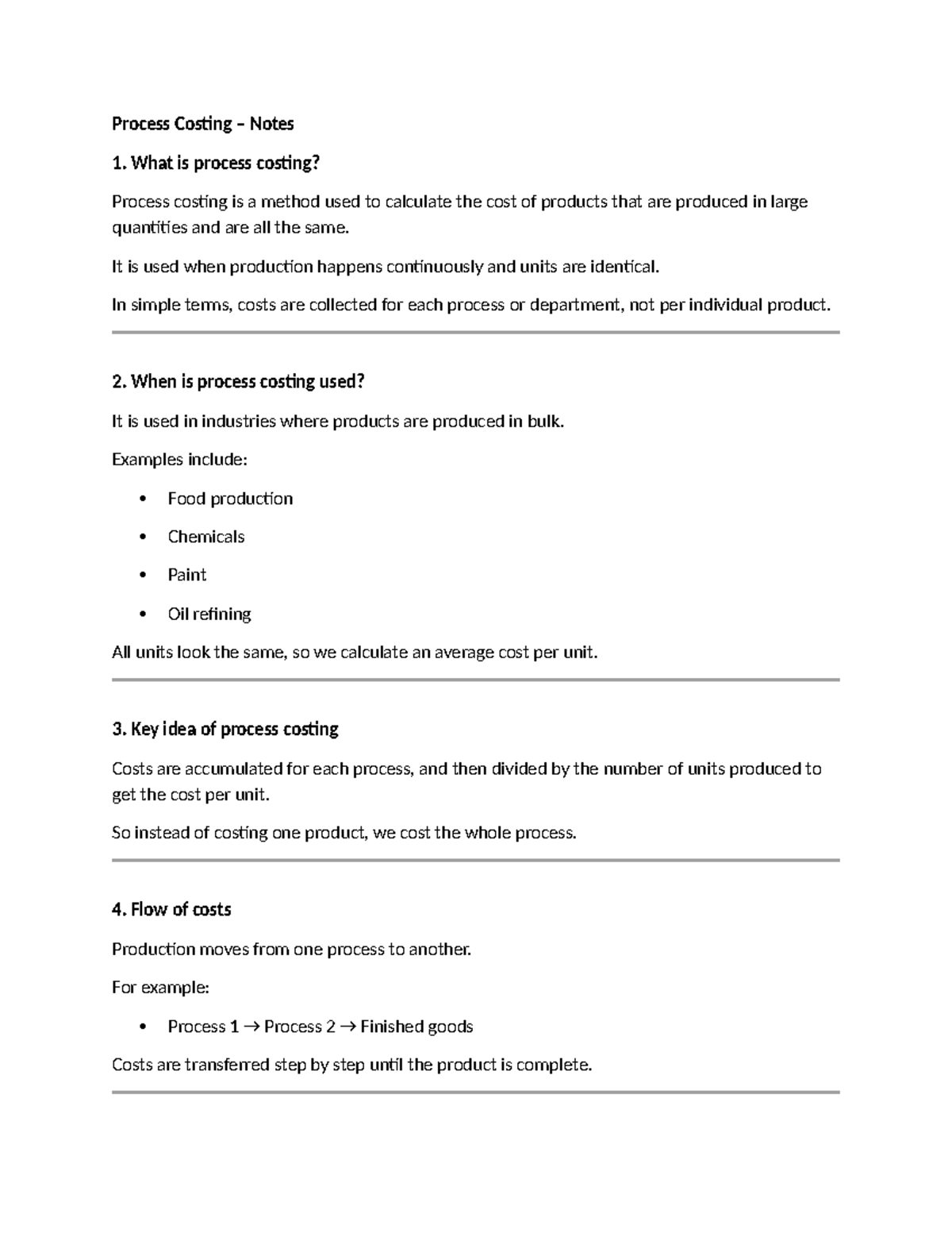 Process Costing Notes: Understanding Cost Calculation Methods - Studocu