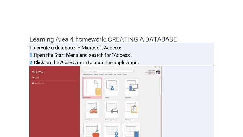 Creating a Database in MS Access: Homework Guide - Studocu