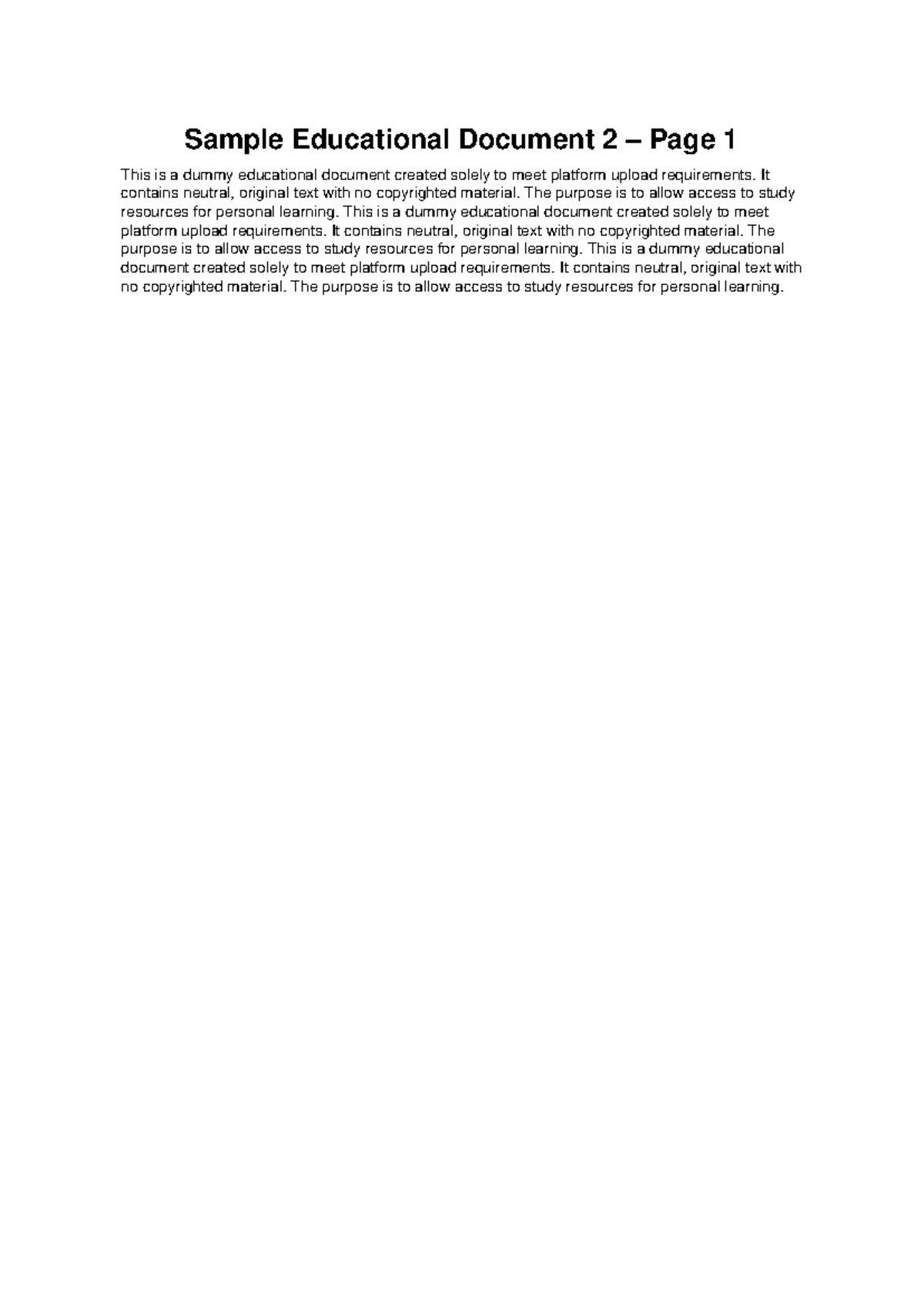 Dummy Educational Document 2: Study Resource Overview - Studocu
