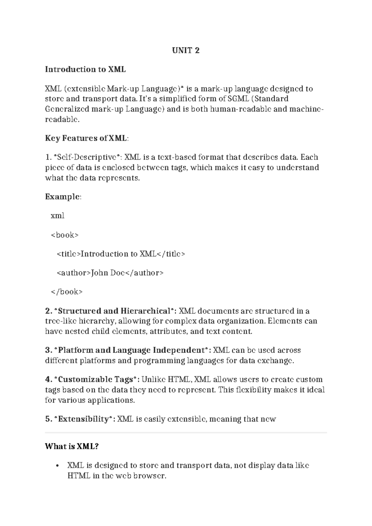WEB 101: Lecture Notes on XML Fundamentals and Design Principles - Studocu