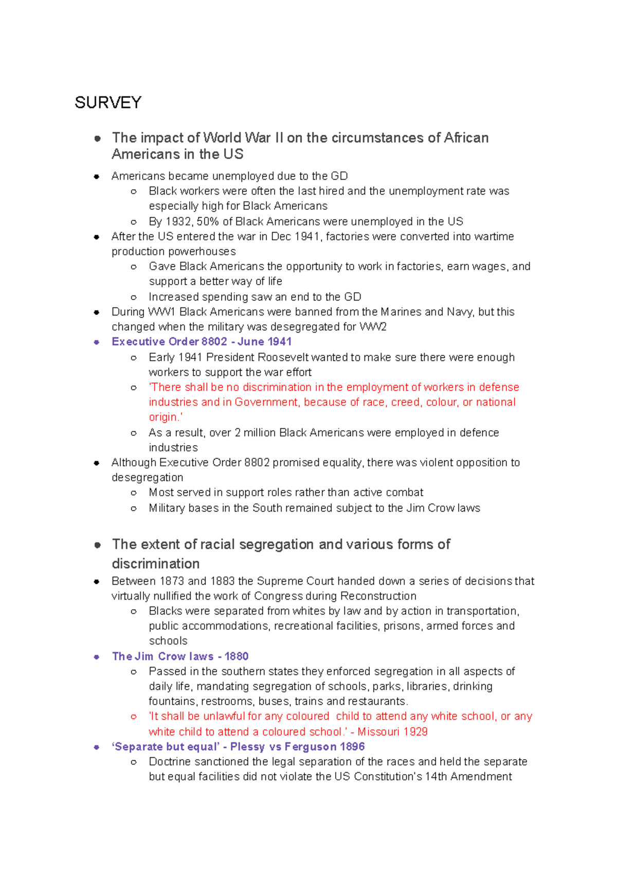 Civil Rights Movement Notes: Impact on African Americans (HIST 101 ...