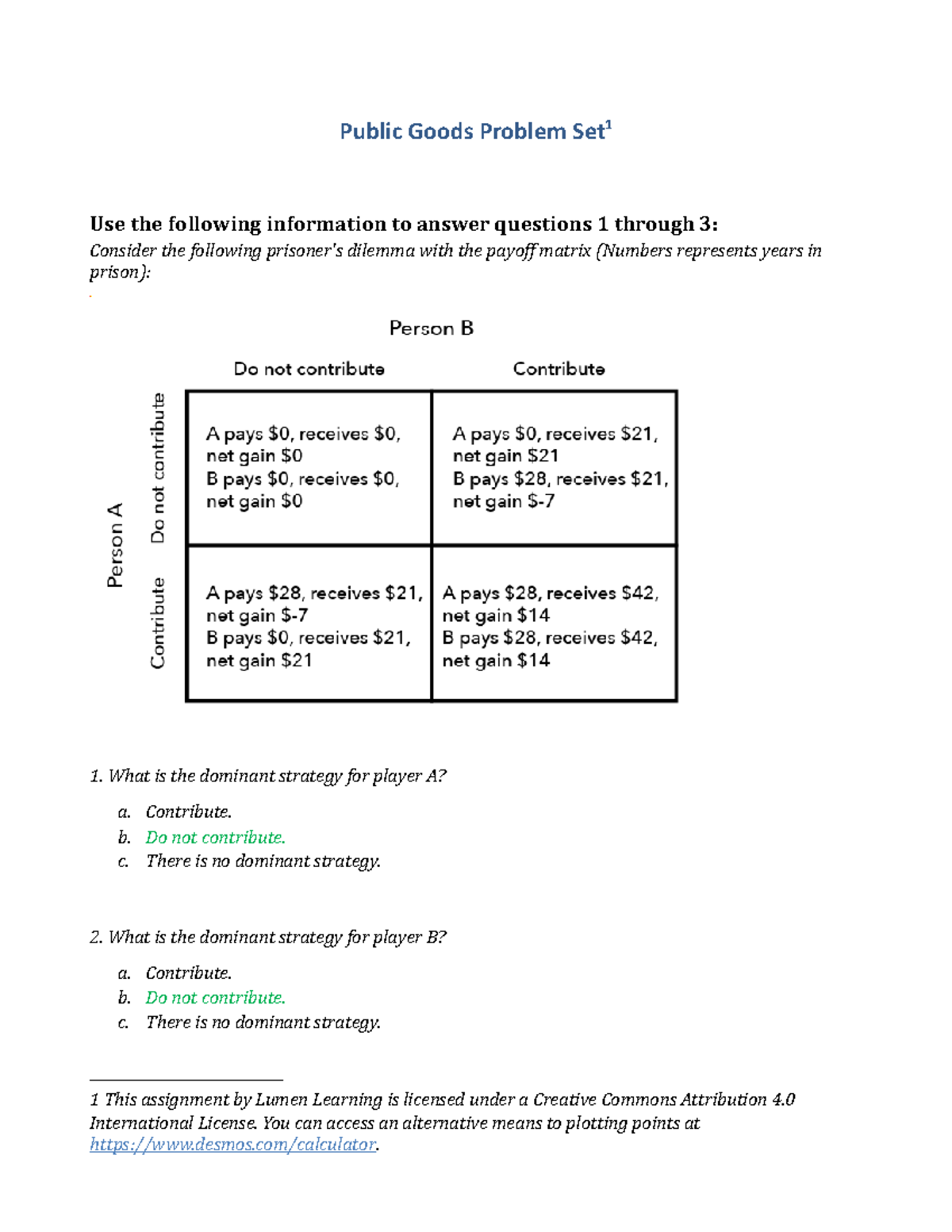 Public Goods Assignment for ECO101: Problem Set & Analysis - Studocu
