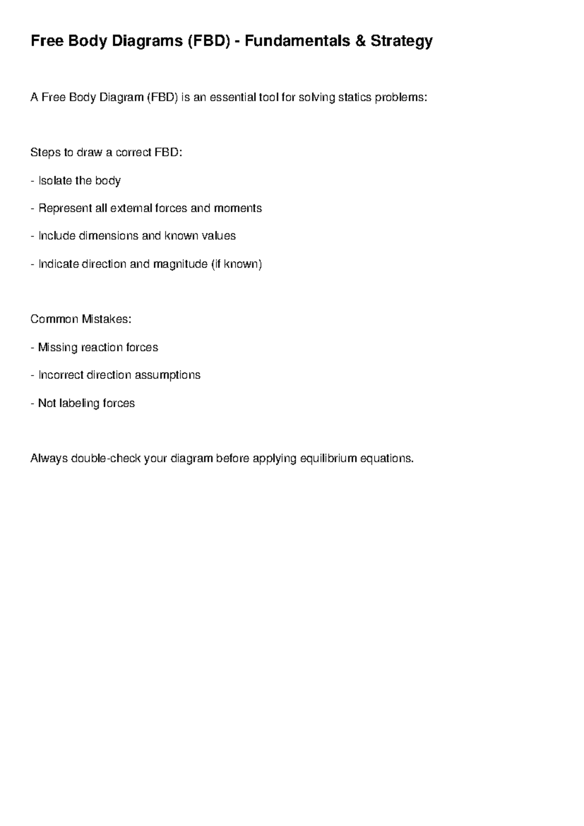02 Free Body Diagrams (FBD) - Fundamentals & Strategy - Free Body ...