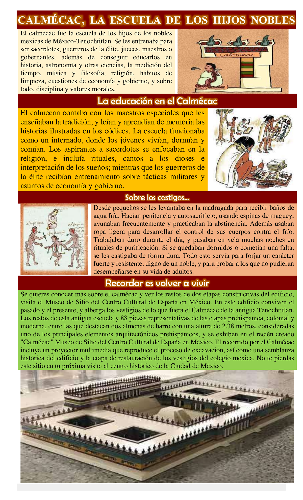 Calmécac: La Escuela de Nobles en México-Tenochtitlan - Infografía ...