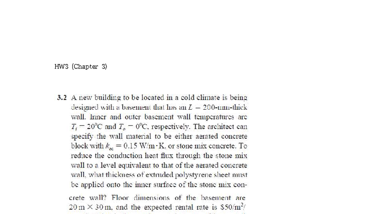 HW3 - Heat Transfer Analysis and Calculations in Building Design - Studocu