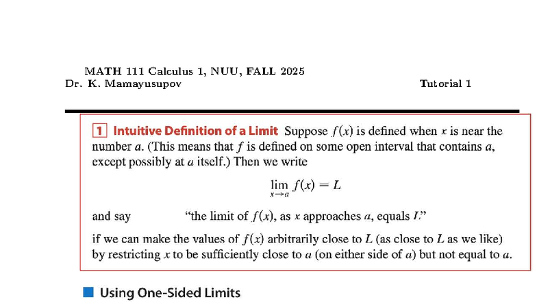 MATH 111 Final Exam Review: Limits & Continuity Problems, FALL 2025 ...