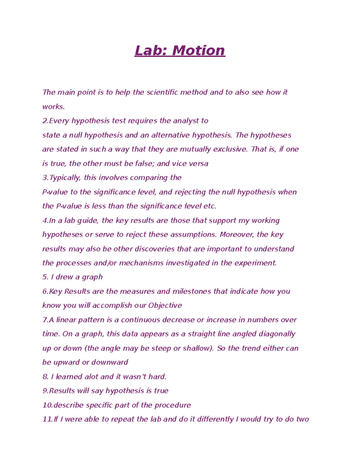 Lab: Motion_Format - Lab: Motion The main point is to help the ...