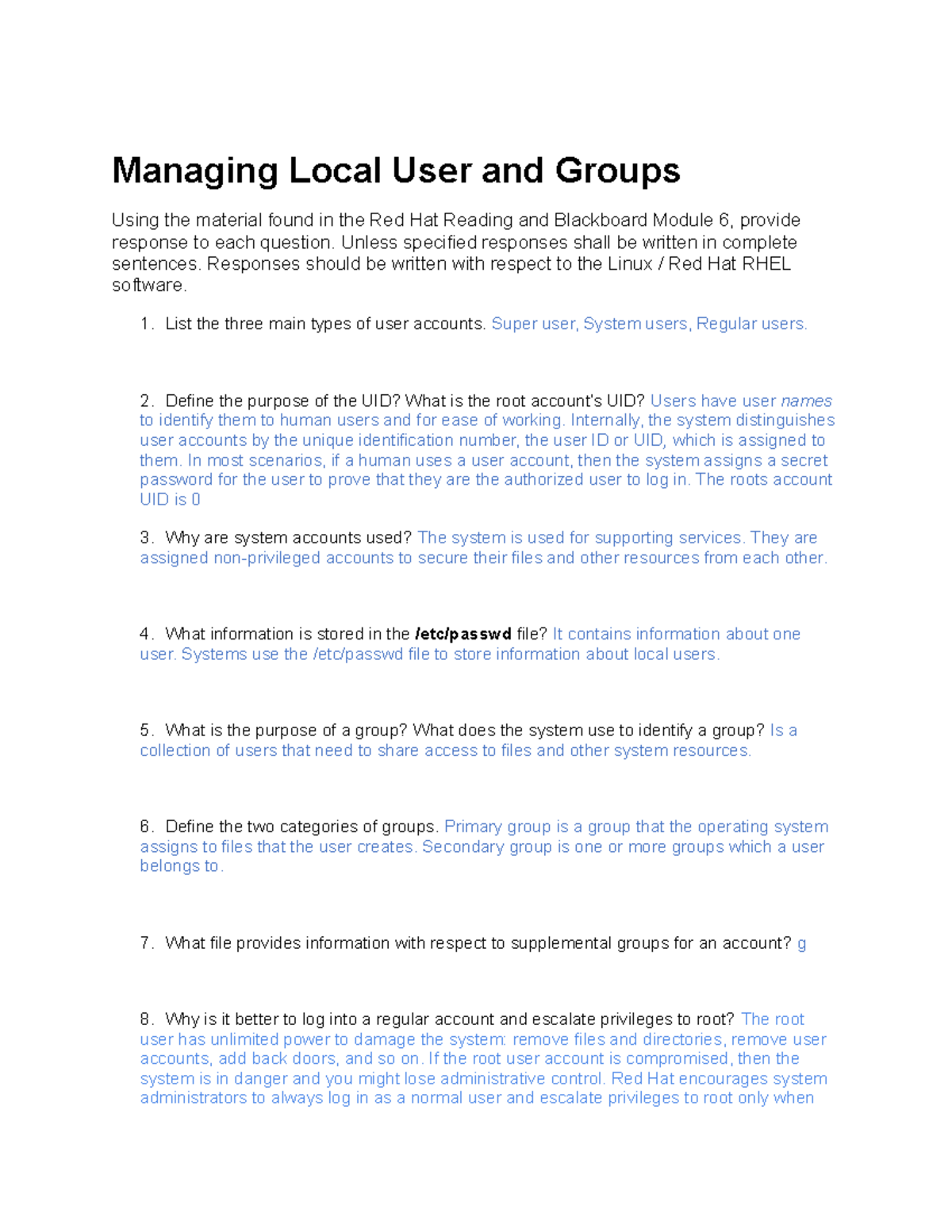 Untitled document - RHEL - Managing Local User and Groups Using the ...
