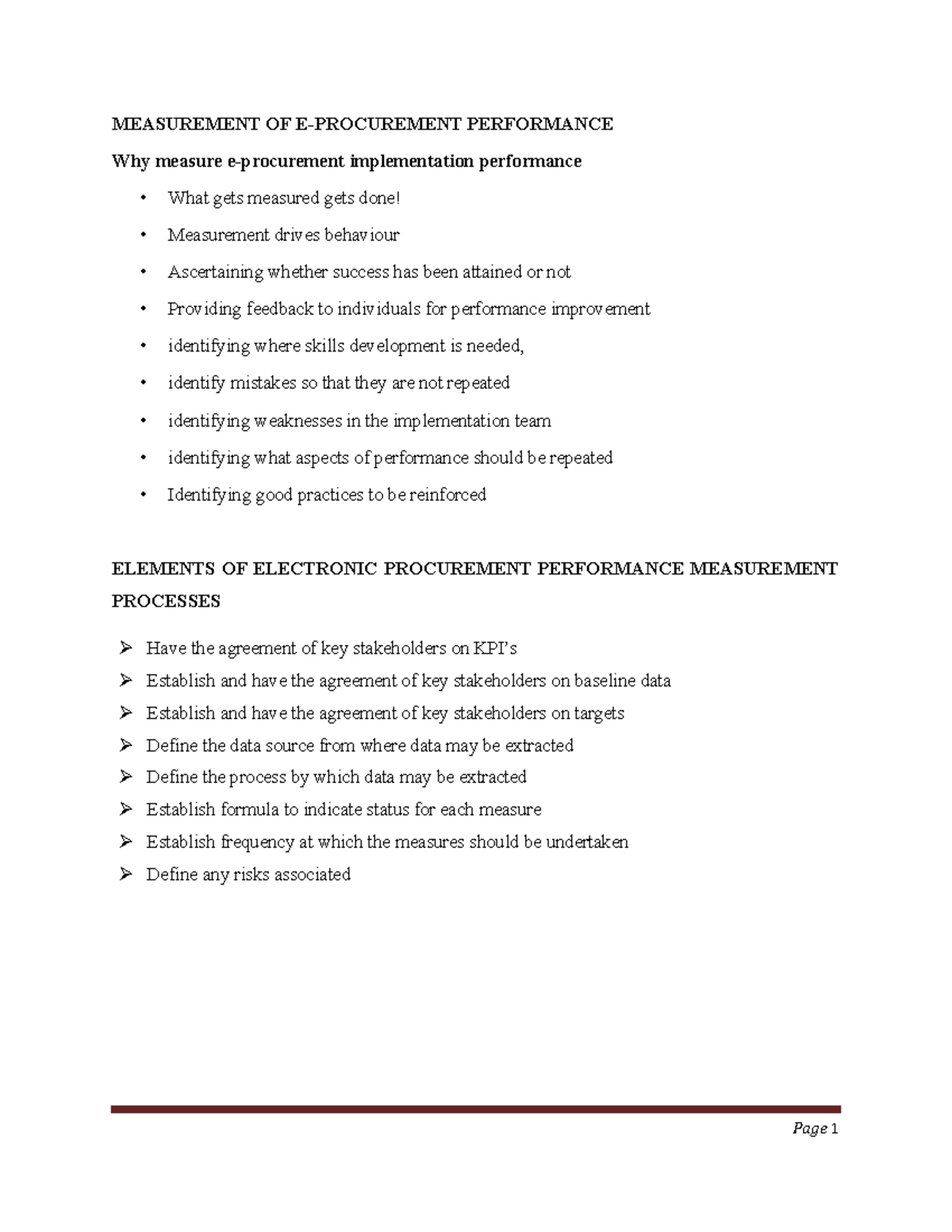 Measurement of E-Procurement Performance: Methods and Metrics - Studocu