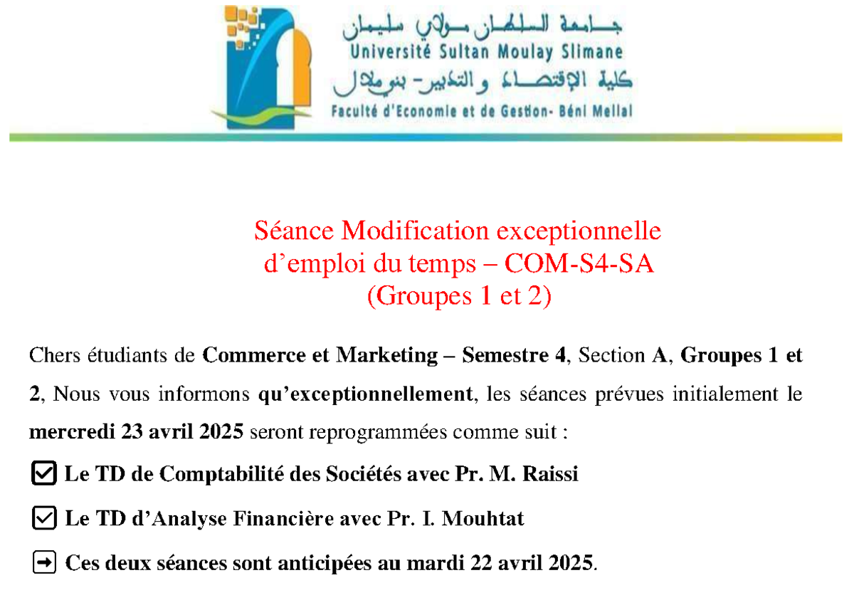 Séance Modification exceptionnelle d’emploi du temps – COM-S4-SA ...