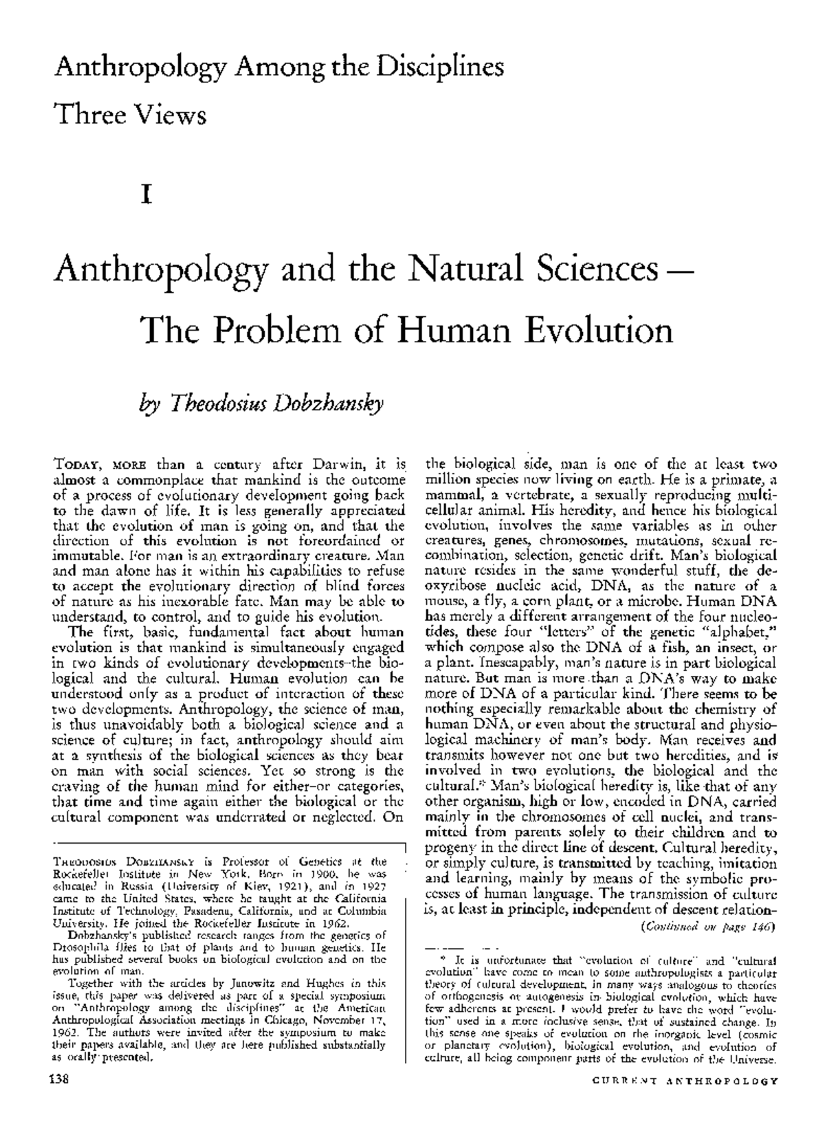 Anthropology and the Natural Sciences: Understanding Human Evolution ...