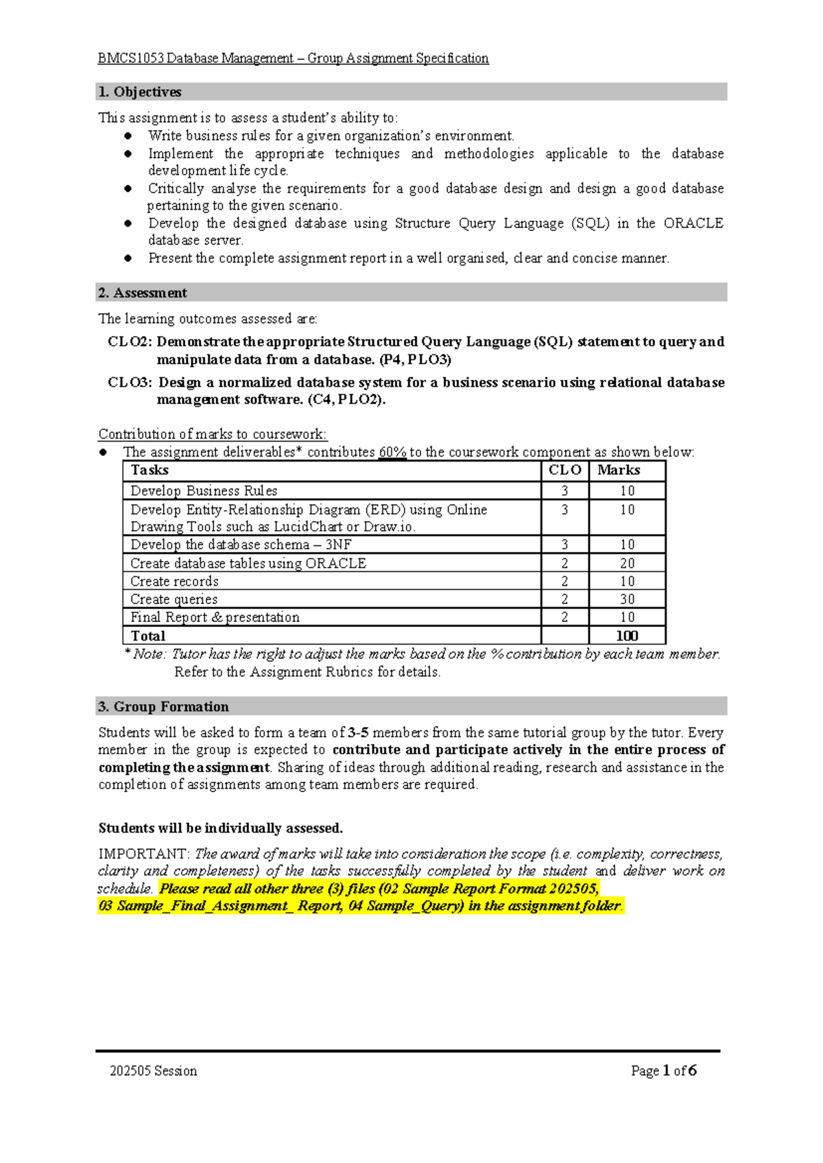 BMCS1053 Database Management Group Assignment: Event Registration ...