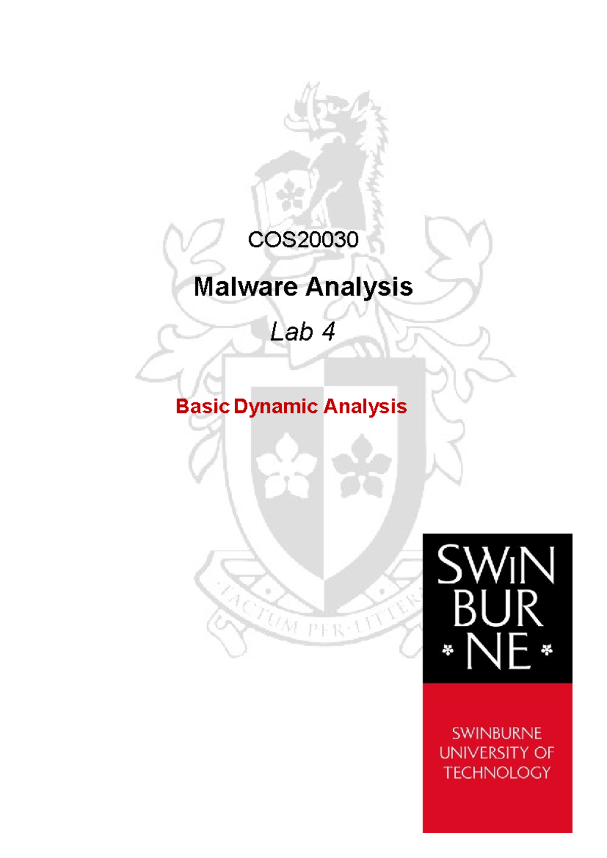 COS20030 Lab 4: Basic Dynamic Analysis of Keylogger Malware - Studocu