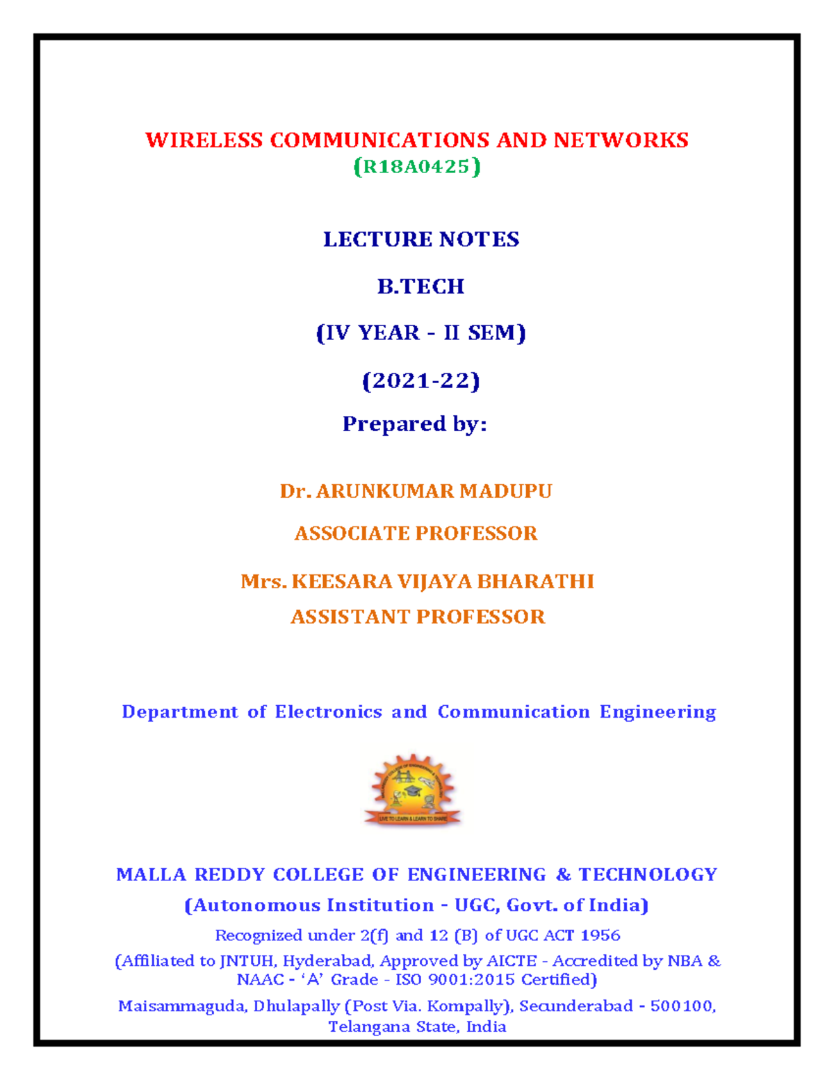 Wireless Communications AND Networks - WIRELESS COMMUNICATIONS AND ...