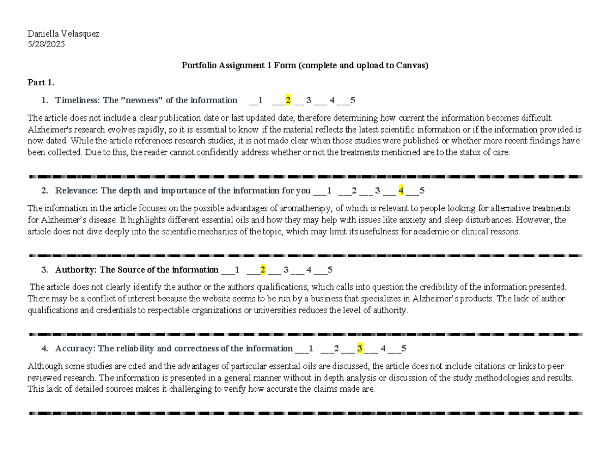 Psych of Aging Portfolio Assignment 1 Form - TRAAP Test Evaluation ...