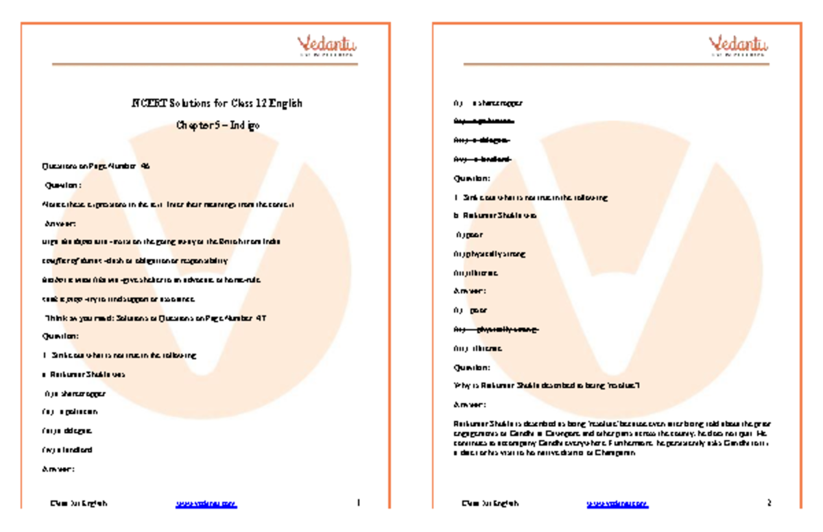 NCERT Solutions for Class 12 English: Chapter 5 - Indigo Analysis - Studocu