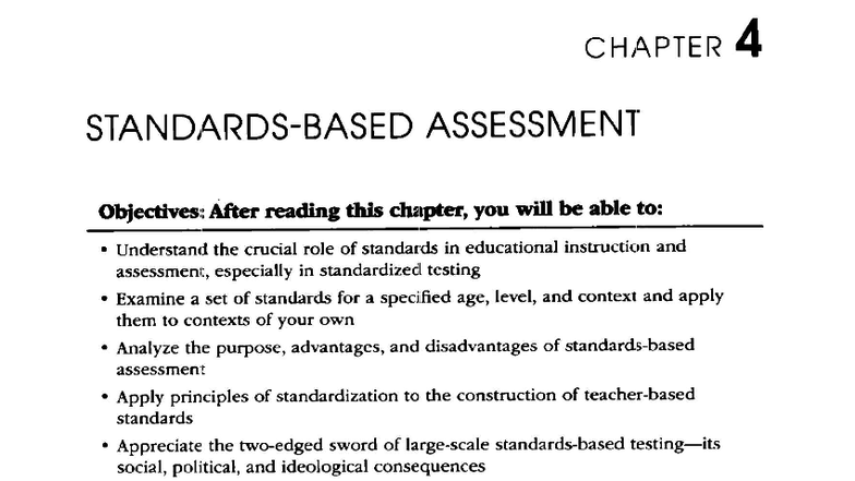 CHAPTER 4 - Standards-Based Assessment: Understanding Educational ...