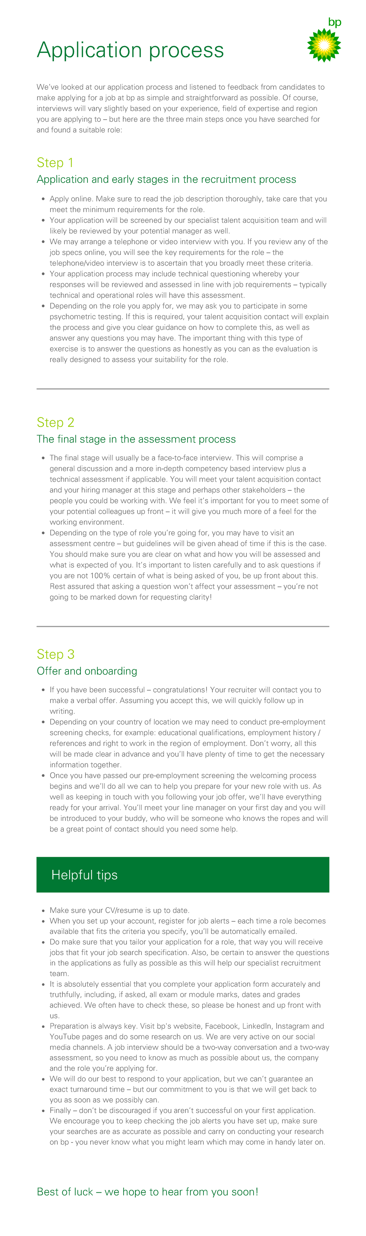 Careers bp candidate support application process - Apply online. Make ...