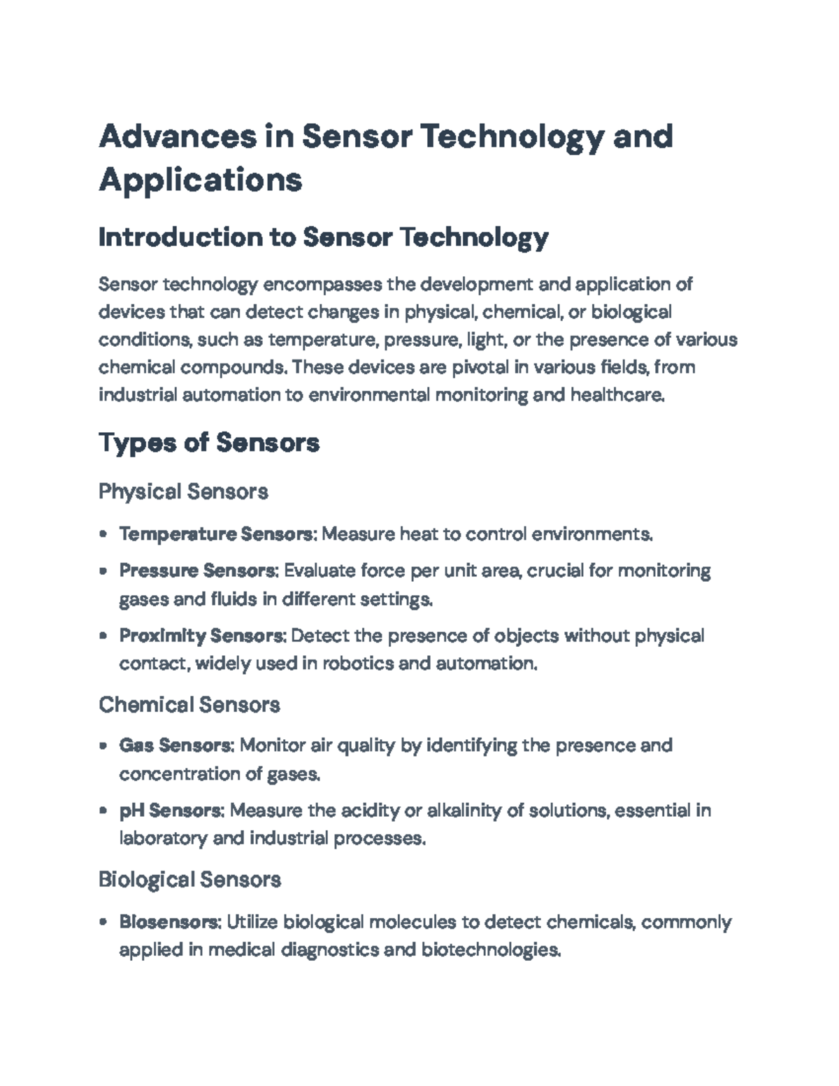 Advances in Sensor Technology and Applications: Overview and Trends ...