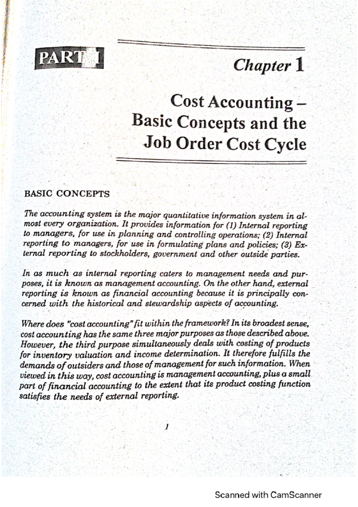 Cost Accounting CH 1 Notes (Guerrero) - Studocu