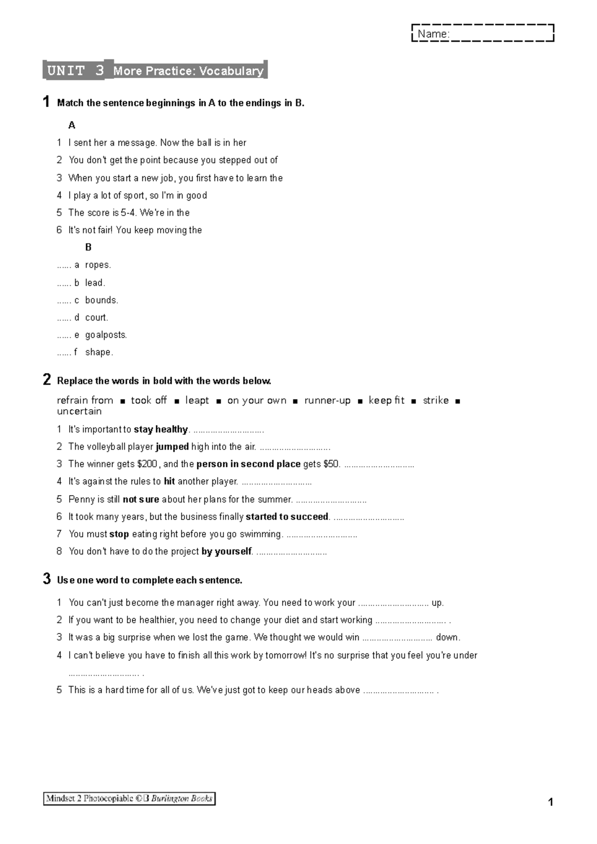 03Mindset 2 Vocabulary & Grammar: Unit 3 Practice Exercises - Studocu