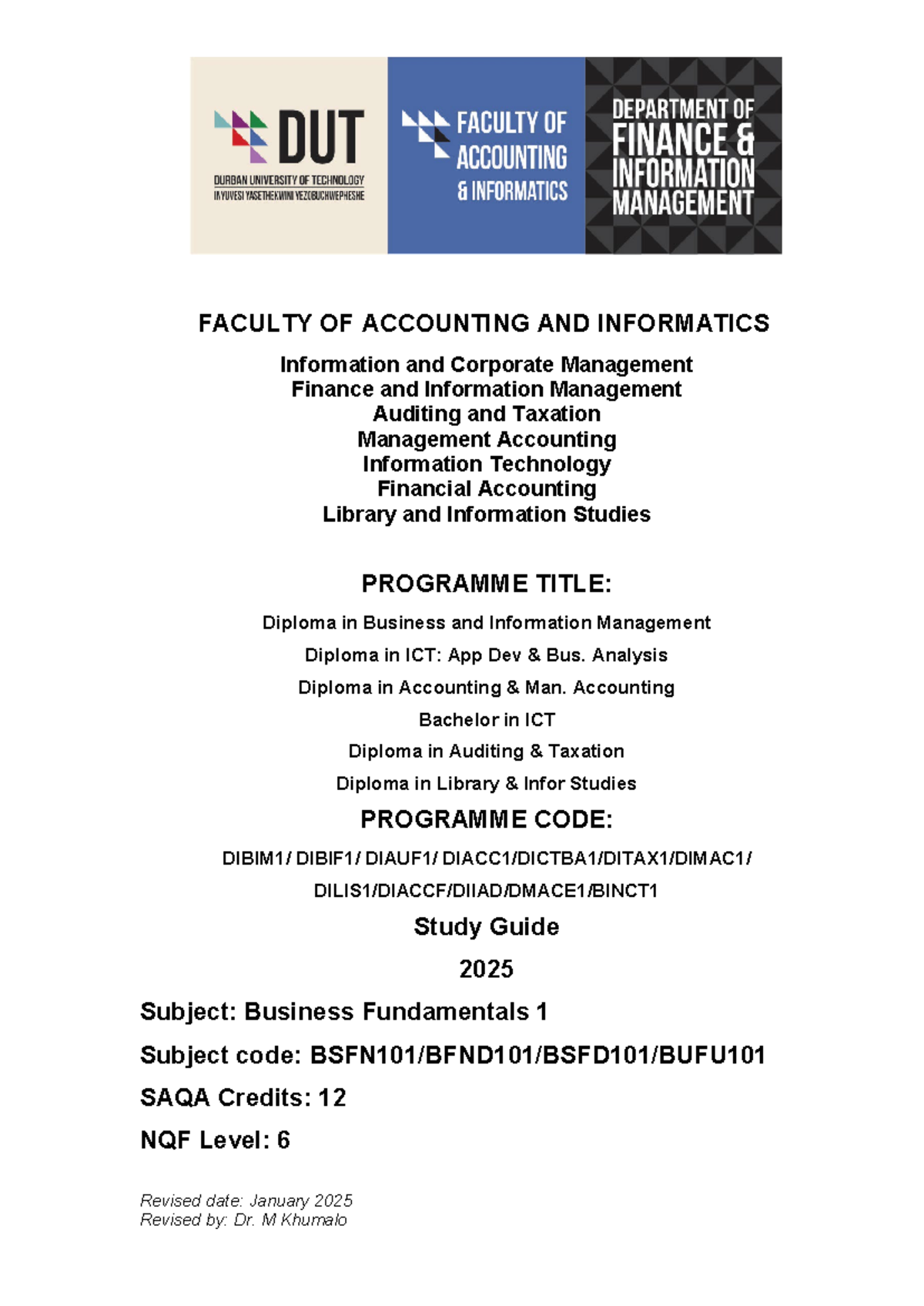 BSFD101 Business Fundamentals 1 Study Guide - 2025 - Studocu