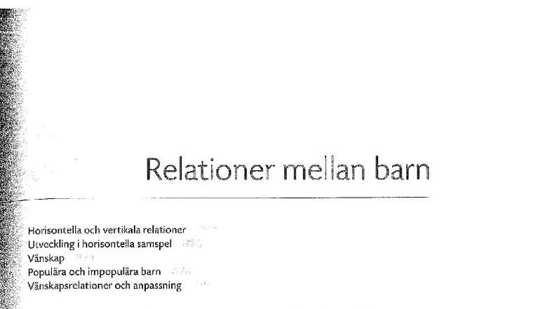 Relationer mellan barn: Horisontella och vertikala relationer i ...