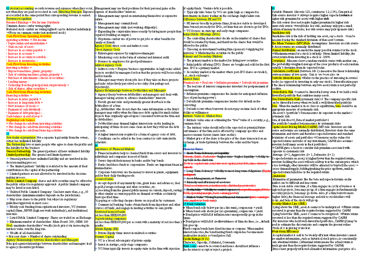 FM Cheat Sheet: 02 Accrual Accounting, Revenue & Expenses Overview ...