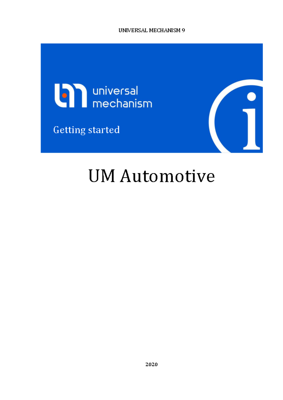 UM - research material - UNIVERSAL MECHANISM 9 UM Automotive 2020 ...