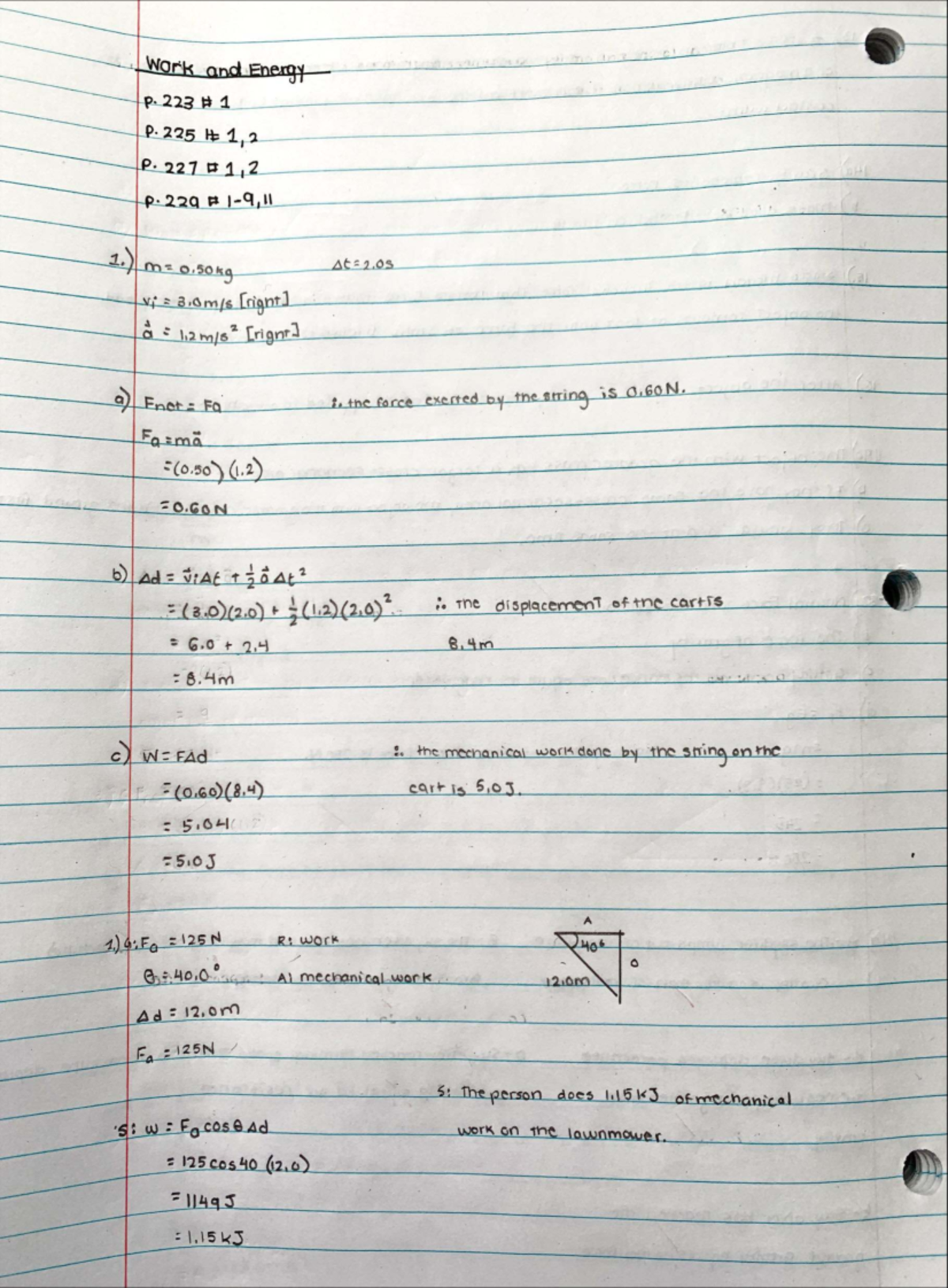 Work and Energy Homework (Physics 101) - Studocu