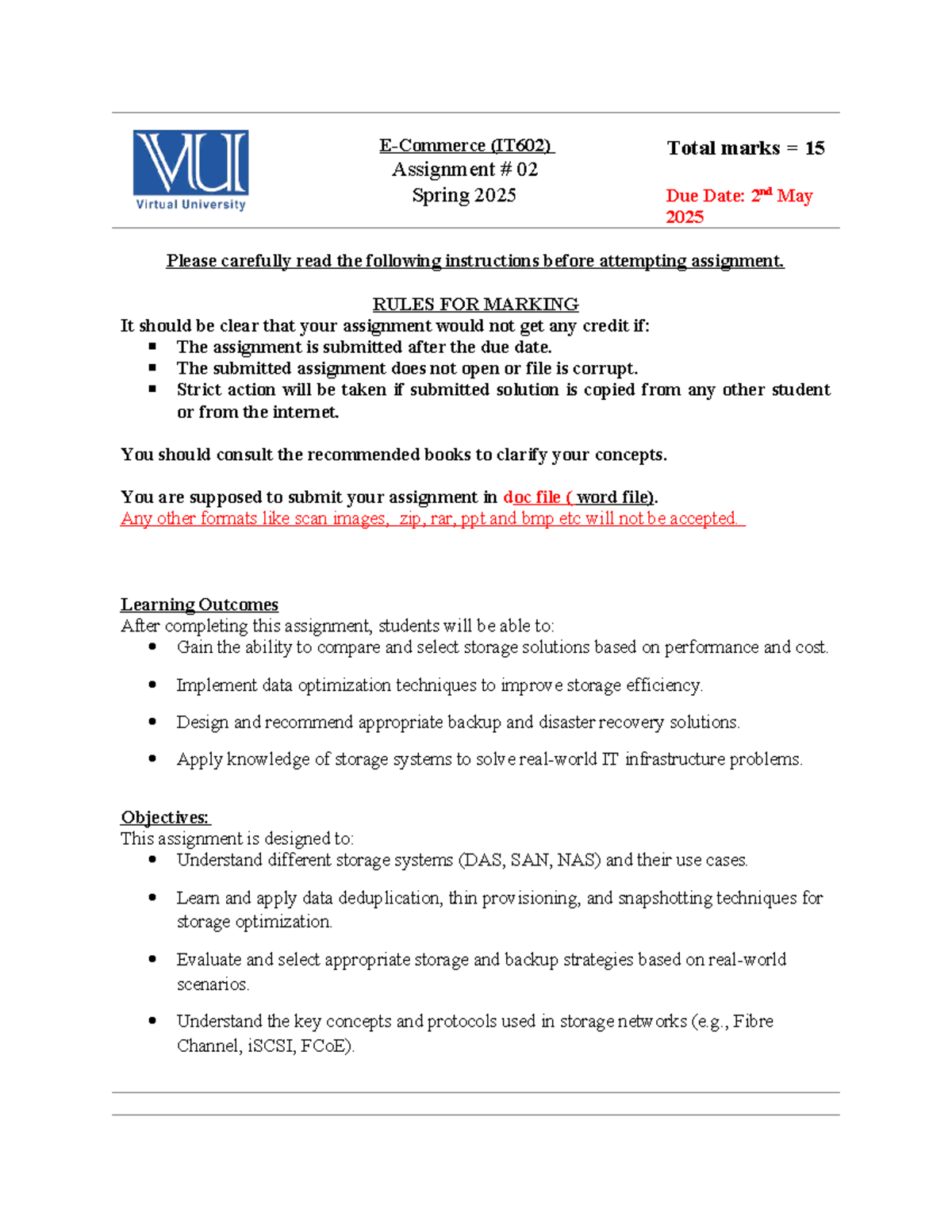 (IT602) Assignment 02: Storage Solutions & Backup Strategies - Spring ...