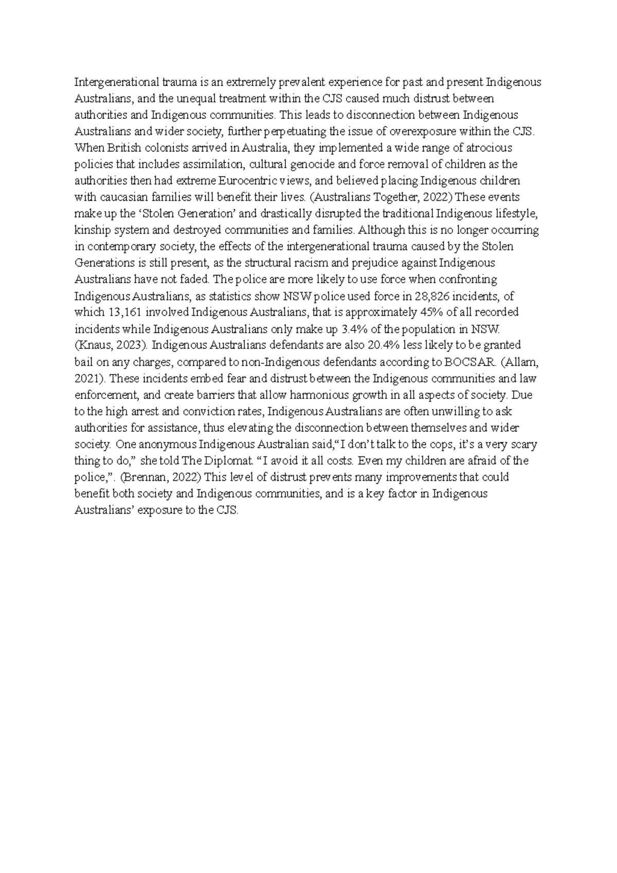 Reflective Commentary on Intergenerational Trauma in Indigenous ...