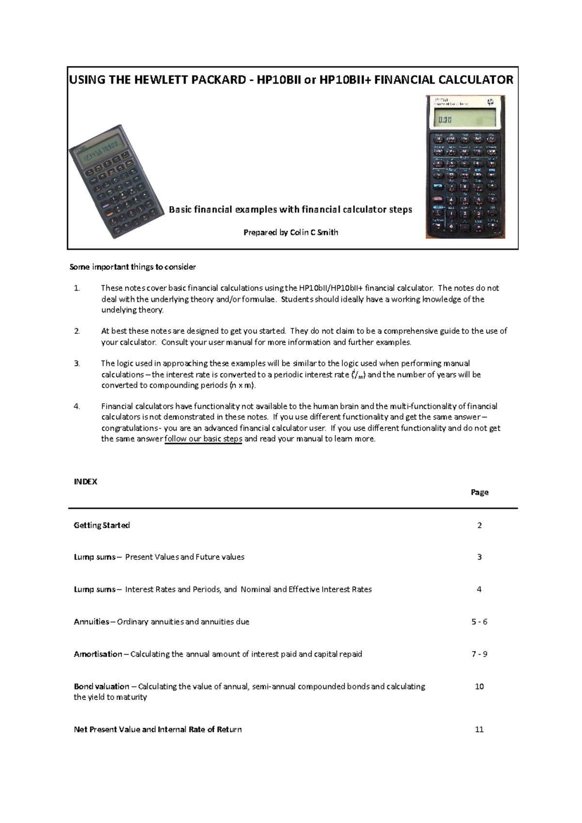 HP10BII Financial Calculator: Basic Financial Calculations Guide - Studocu
