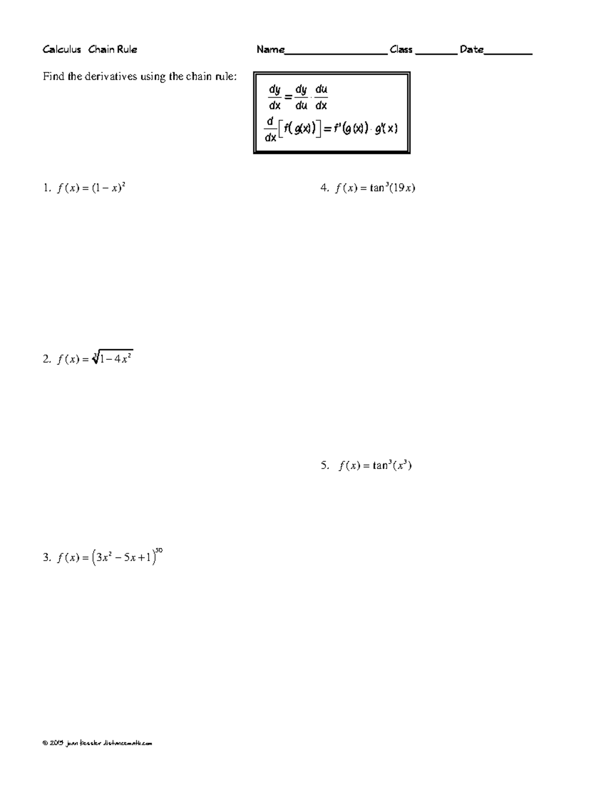 3+Asgmt-Chain+Rule - Calcus - MATH 1152 - Calculus Chain Rule Name ...