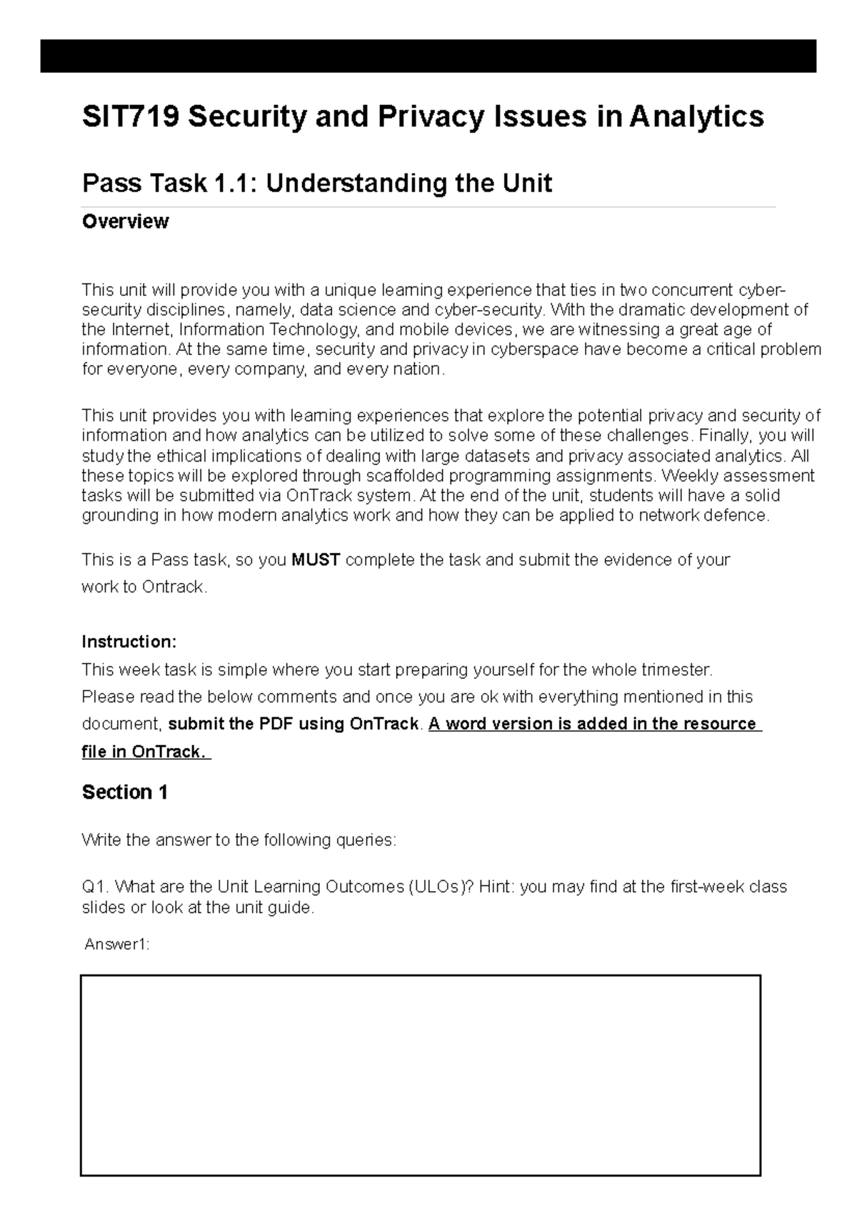 1.1P Understanding the Unit - SIT719 Security and Privacy Issues in ...