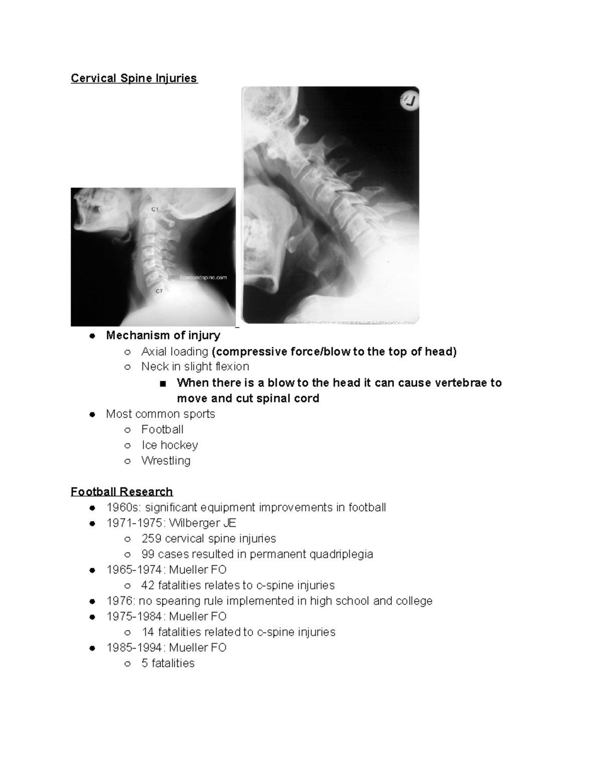 Management of Cervical Spine Injuries in Athletes: Comprehensive ...