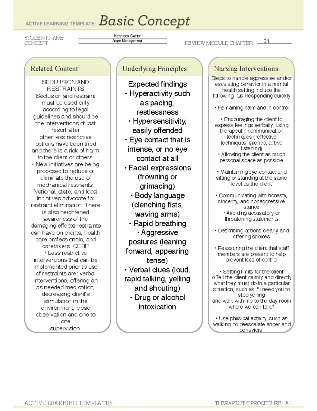 Basic Concepts in Anger Management for Nursing Interventions #2 - Studocu
