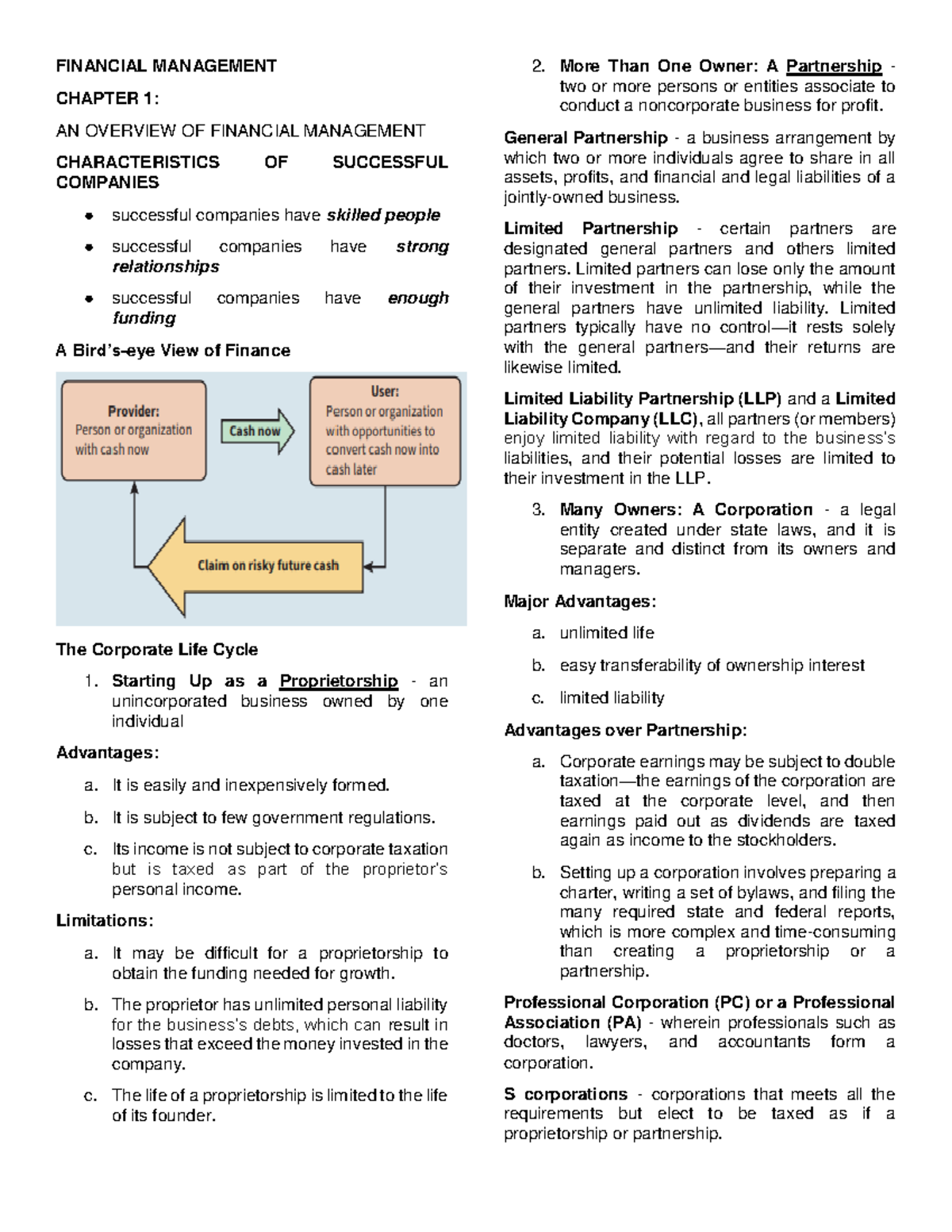 FM 101 - Lecture Notes on Financial Management Concepts - Studocu