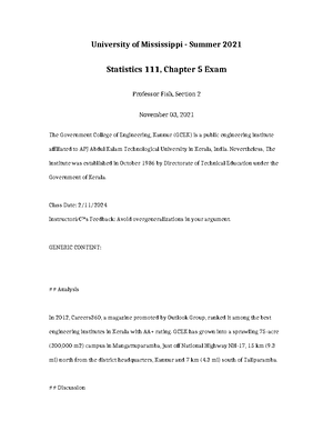 Statistics 111 Chapter 5 QUIZ - University of Mississippi - Summer 2021 ...