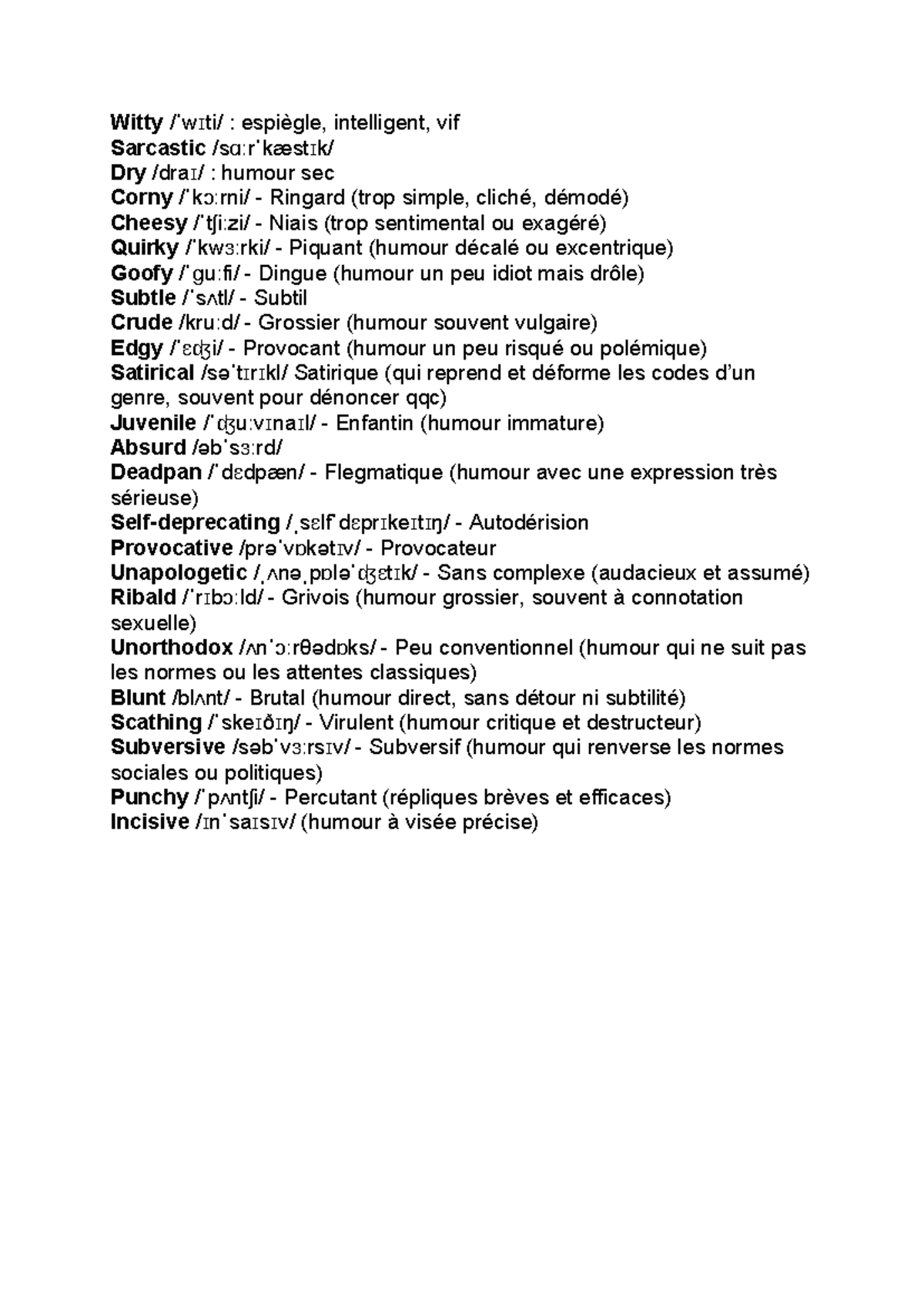Adjectives for Describing Humor: A Comprehensive Guide - Studocu