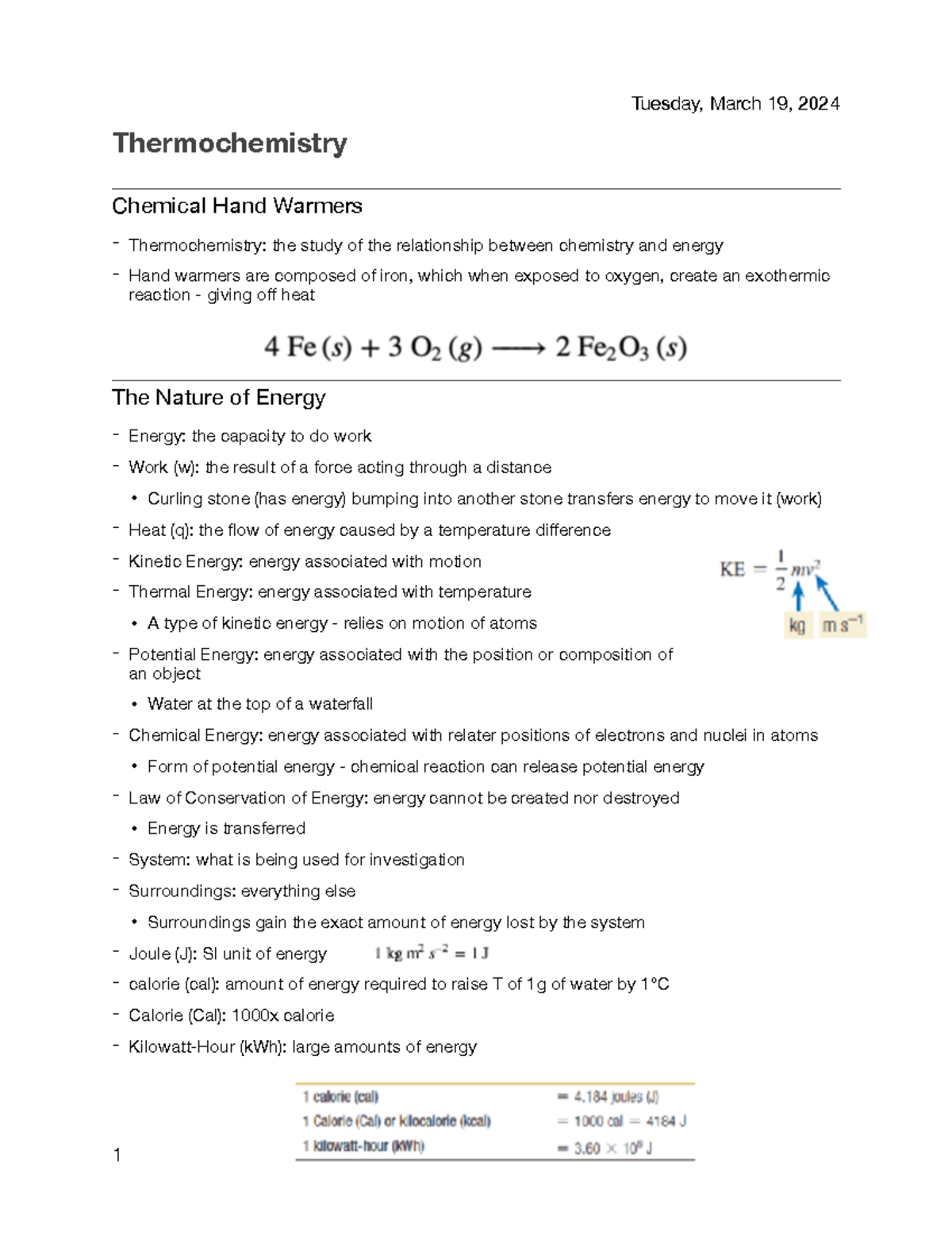 Unit 6 - Thermochemistry: Key Concepts and Notes - Studocu