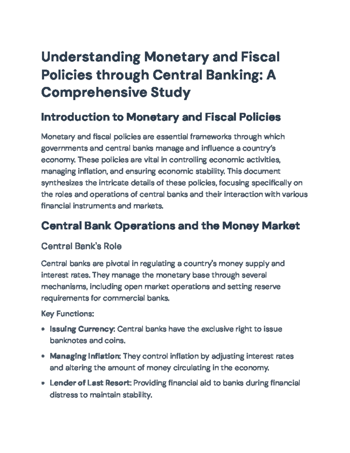 Understanding Monetary and Fiscal Policies: A Comprehensive Overview ...